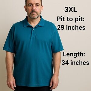 HB Men’s 3XL Teal Polo Shirt 100% Cotton Casual Classic Fit